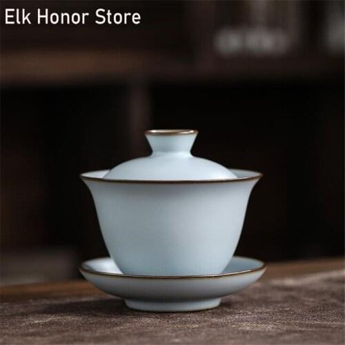 Dehua Handmade Ceramic Gaiwan Large Tea cup Hand-painted Tea tureen Chinese White porcelain Tea set Accessories Drinkware 190ML