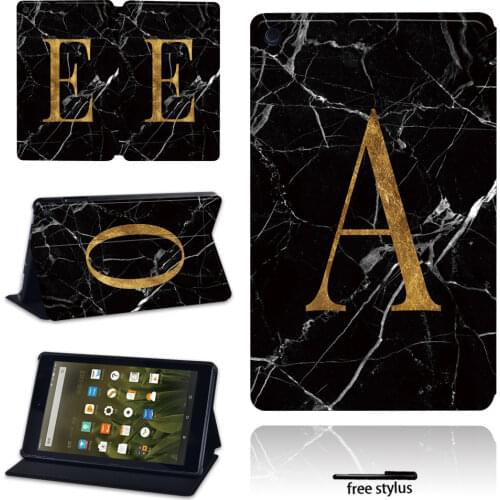For Amazon Fire 7(5th/7th/9th Gen)/HD 8(2016/2017/2018)/HD 10(2015/2017/2019)/HD (8/8 Plus) New Leather Letter Tablet Case + Pen