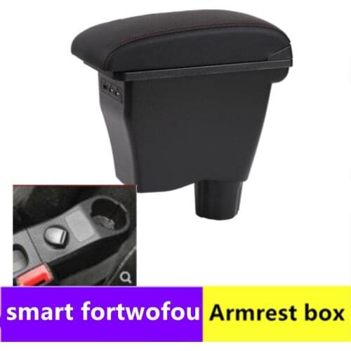 For Mercedes-Benz smart fortwo armrest box universal car center console smart forfour caja modification double raised with USB