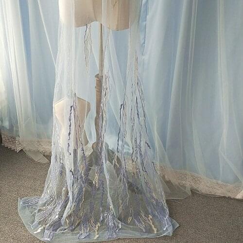 GLace 1M/lot Blue embroidery patchwork simple lace sewing fabric for dress fashion DIY accessories TX1392