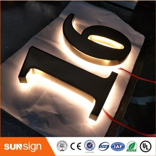 H 35cm High Bright Waterproof 304# Stainless Steel Led 3D Backlit Sign Logo