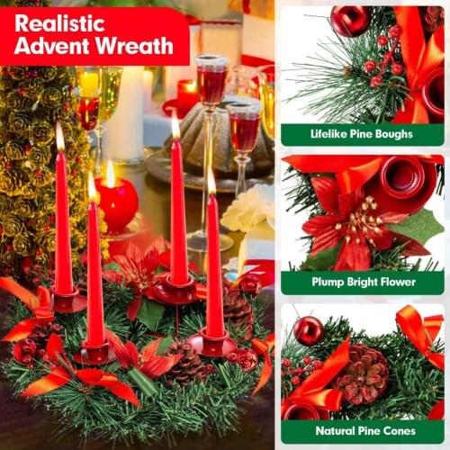 Delicate Candle Holder Fake Flower Wreath Decor Ornamental Candlestick Exquisite Christmas Wreath Candle Holder for Advent