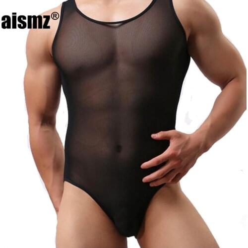 Aismz male belly slimming underwear net yarn corset transparent shapers mens underwear clothing bodysuit men ultra-thin