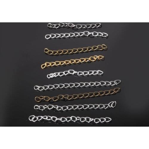 100Pcs metal chain for fashion jewelry accessories extension chain gold sliver plated DIY craft connectors supplies