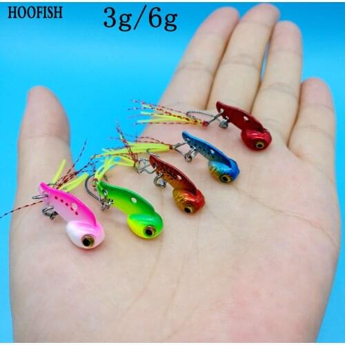 HOOFISH 10PCS/LOT Metal Mini VIB Fishing Lure 3g/6g Vib Spinners Hard Bait Spoon Artificial Freshwater Baitfishing Tools