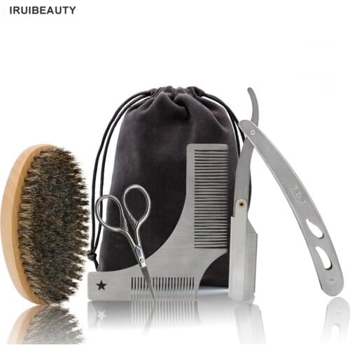 New Beard Suit Beard Comb Stainless Steel Template Tool Beard Styling Comb Beard Care Cleaning Kit Gentleman Supplies