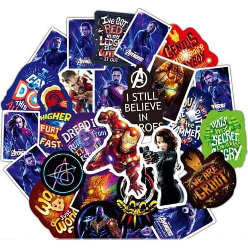 10/50Pcs Disney The Avengers Stickers Marvel Hero Iron Man Waterproof Laptop Guitar Helmet Skateboard Luggage Sticker Kids Toys