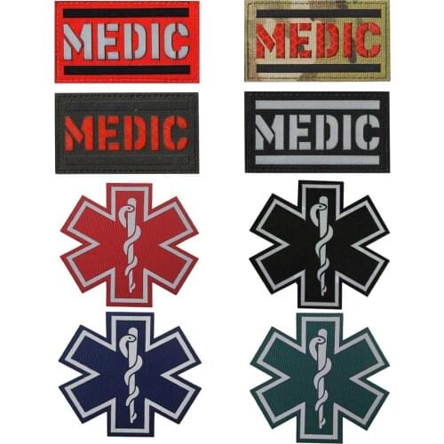Medic Reflective Embroidery Patch First Aid Red Cross Recsue Snake Decorative Sewing Applique Tactical Patches