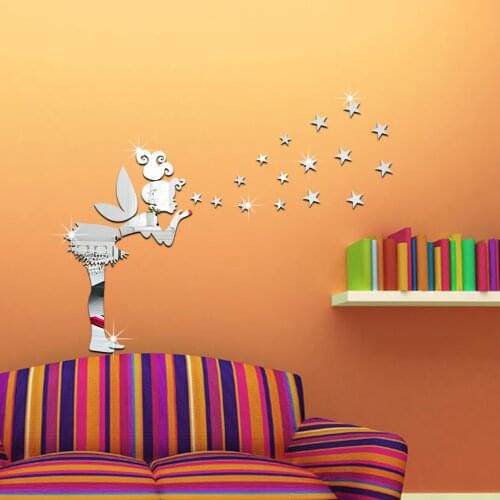 2021 New fairy Wall Stickers Mirror Stickers Decal For Living Room Bedroom Bathroom Nordic Decor Vanity Small Mirror