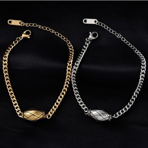 New Fashion Jewelry Colorfast 316L Stainless Steel Bangles Oval Bead Pendant Bracelets Beautiful And Lovely Gift For Ladies