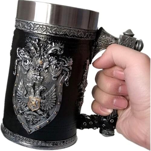 Eagle Tomahawk Beer Mug Cool Coffee Cup Resin Stainless Steel Creative Tea Water Drinkware