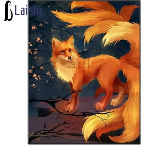 Hot Sale Diamond Painting Fantasy Cartoon animal nine tailed fox Cross Stitch Full Square Round Drill Embroidery Kit Home Decor