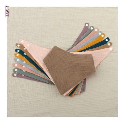 1 Pc Baby Bibs Cotton Accessories Newborn Solid Color Snap Button Soft Triangle Towel Feeding Drool Bibs