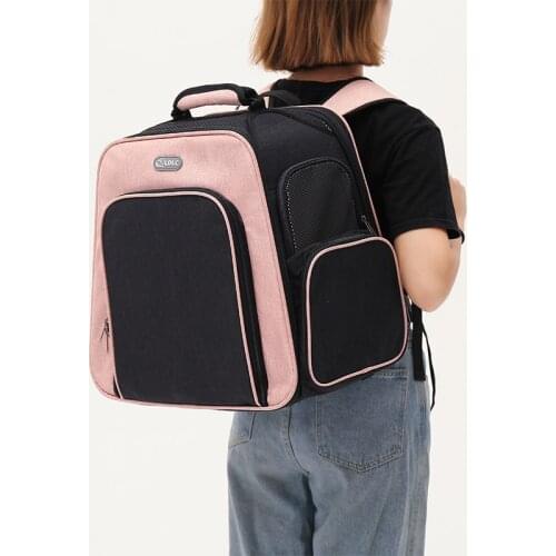 Pet Transport Bag Carrying Dual Backpack Portable Folding Pet Carrier External Expansion Breathable Travel School Fashion Bag