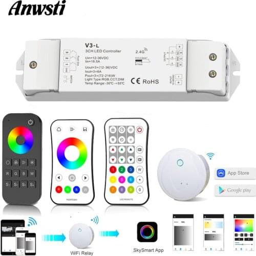12V Wifi RGB LED Controller 24V 36V DC RF 2.4G Wireless Remote Control Smart Wifi Controller for Single Color CCT RGB LED Strip