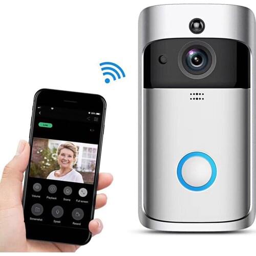 Smart Doorbell Visual Real-time Intercom Wi-Fi Video Bell PIR Detection Night Vision Talk Home Security Camera Cloud Storage