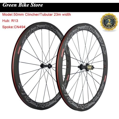 SUPERTEAM 700C Carbon Road Wheelset 50mm Clincher Carbon Wheels R13 With Basalt Braking Surface Carbon Bicycle Wheel