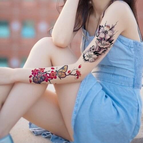 Sexy girl Flower Waterproof Tattoo Sticker Red Rose Lotus Fashion tattoo For Women Men Custom Flash Temporary Tatoos Body Art