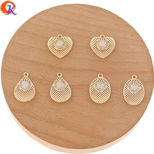 Cordial Design 50Pcs Jewelry Accessories/CZ Charms/Hollow/Heart/Oval Earrings Charm/Copper/DIY Making/Hand Made/Earring Findings