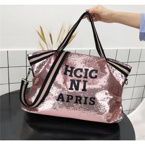 Womens Large Capacity Letters Sequins Tote Bags Crossbody Casual Designer Big Shoulder Messenger Bag Female Travel Shopping Bag
