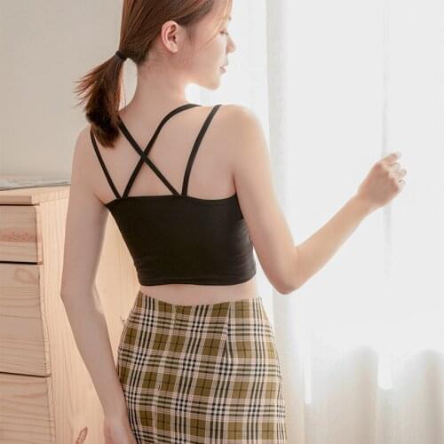 Black crop top women summer sexy backless sleeveless spaghetti strap top women club party cami basic top femme croptop tank top