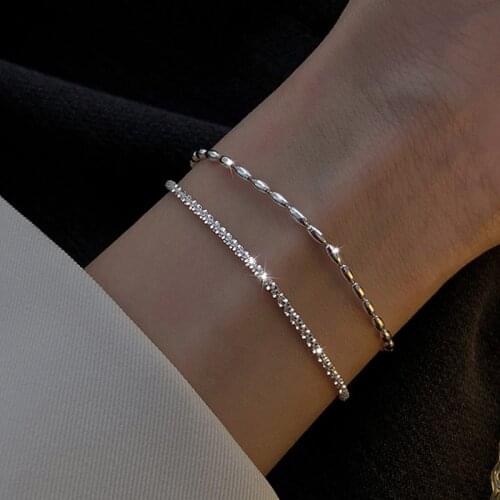 New Fashion 925 Sterling Silver Double Layer Bracelet Beads Exquisite Simple Women Bracelet Fine Jewelry Accessories