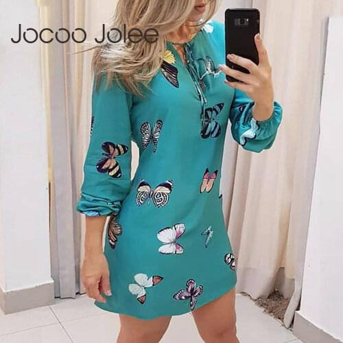 Sweet Butterfly Print Women Dress Oversized Fashion Casual Lantern Sleeve V-Neck Thin Mini Dress 2021 New Spring Dress Vestidos