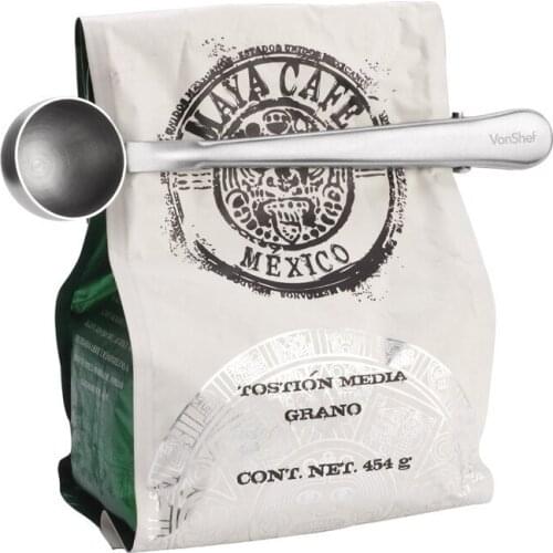 1 pc Multifunction Stainless Steel Coffee Scoop With Clip CoffeeCucharada de café 1Cup Ground Coffee Measuring Scoop