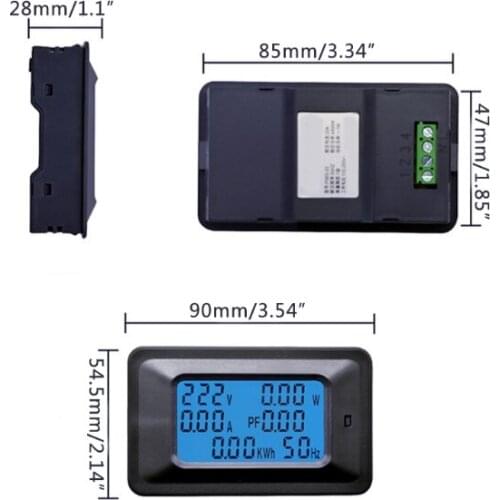 20/100A AC LCD Digital Panel Power Watt Meter Monitor Voltage KWh Voltmeter Ammeter Y98E