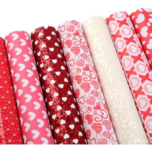 20*33cm Valentines Day Printed Faux Leather Fabric For Bows Leather Sheets in Crafts DIY Handmade Materials,1Yc13361