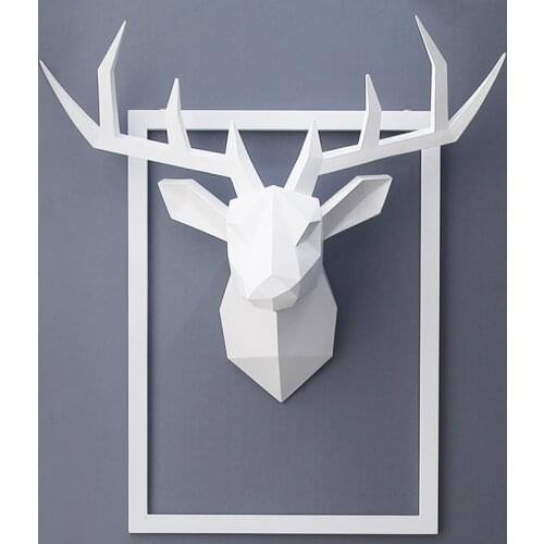 3D,Deer Head,Statue,Room Wall Decor,Sculpture,43*16*36cm,Animal Figurine Miniature,Modern Art,Home Decorations Accessories