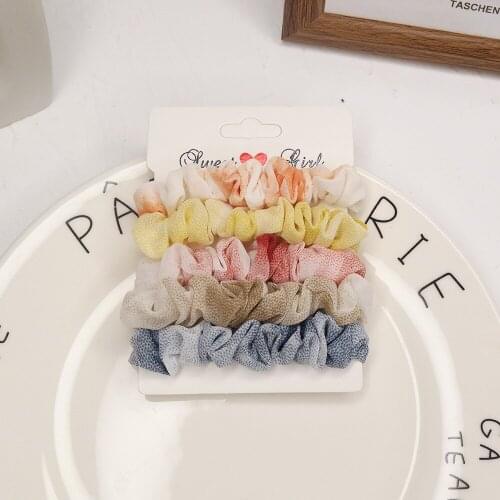 5Pcs/Set Chiffon Hair Scrunchies For Women Girls Mesh Hair Ring Elastic Hair Bands Head Rope Girls Rubber Band Hair Accessories