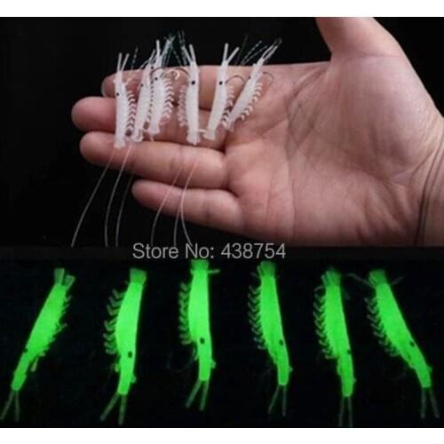 50pcs New Soft Fishing Lure Luminous artificial Shrimp Bait Jigs Lure Artificial Lures Kit Spinnerbait
