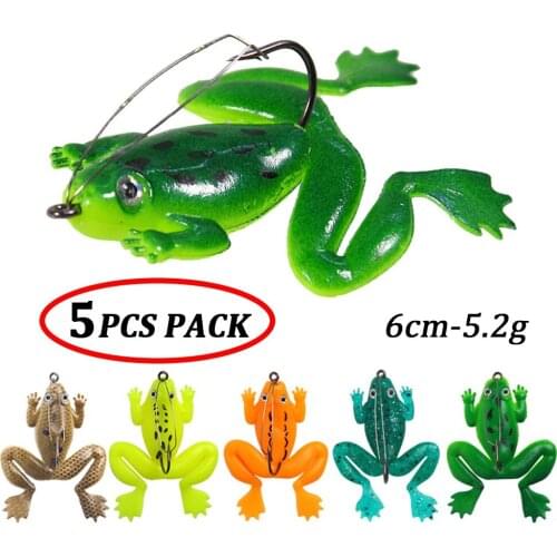 6cm-5.2g Simulation Frog Soft Fishing Lures Silicone Fake Bait Artificial Worm Fish Lure Sinking Swimbait Fishing Tackle