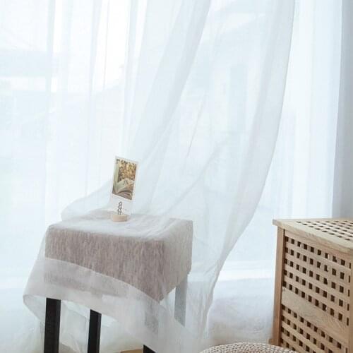 White Solid Color Sheer Tulle Curtains for Living Room Bedroom High Quality Window Screening Sheer Voile Modern