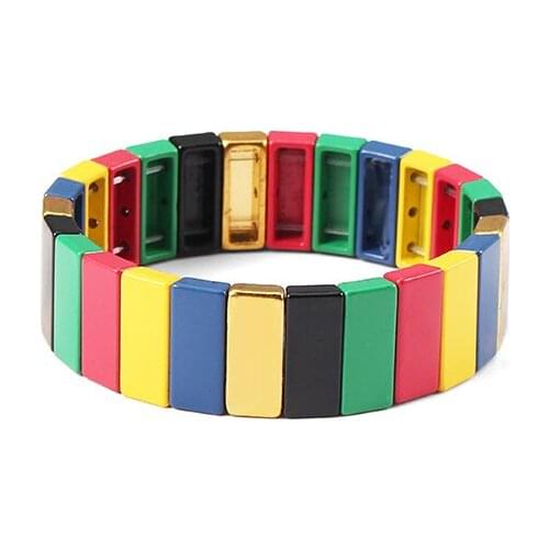 Maya Tile Tila Bracelets Handmade Stackable Elastic Stretch Tile Bracelets Bangle for Valentines day Girlfriend Gift