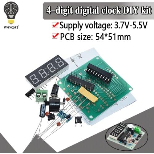 WAVGAT AT89C2051 Digital 4 Bits Electronic Clock Electronic Production Suite DIY Kit