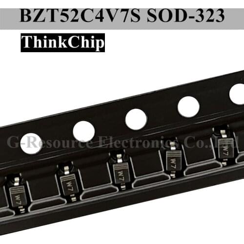 100pcs) BZT52C4V7S SOD-323 SMD 0805 voltage stabilized diode 4.7V SOD323 (Marking W7)