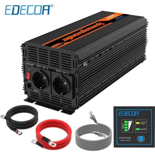 EDECOA power inverter 3000w DC 24V to AC 220V modified sine wave solar inverter with remote control for campervan solar system