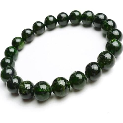 Femme 9mm Genuine Natural Diopside Quartz Crystal Loose Round Bead Jewelry Stretch Charm Bracelet For Women Free Shipping