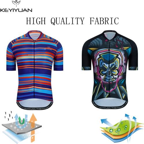 KEYIYUAN Retro Cycling Jersey Tops Men Road MTB Bicycle Sportswear Summer Short Sleeve Bike Clothing Maillots Ciclismo Hombre