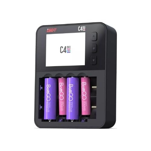 ISDT C4 EVO 36W 8A 6 Channels Smart Battery Charger For AA AAA Li-ion Battery with IPS Display Screen and Fire Prevention