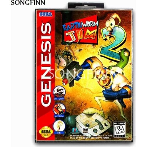 16 bit MD Memory Card With Box for Sega Mega Drive for Genesis Megadrive - Earthworm Jim 2