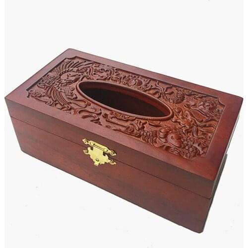 Chinese style Tissue Box Luxurious Retro Retangle Napkin Paper Holder Ring Tissue Storage Box dining table Household Supplies