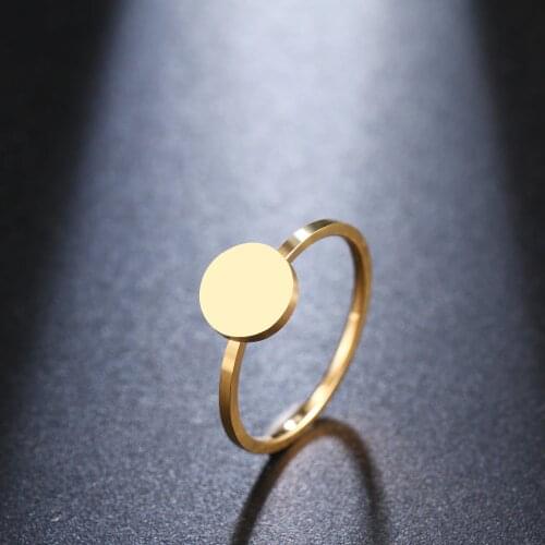 DOTIFI For Women Rings Round Stainless Steel Gold and Silver Color Finger Ring Engagement Jewelry Gift R311