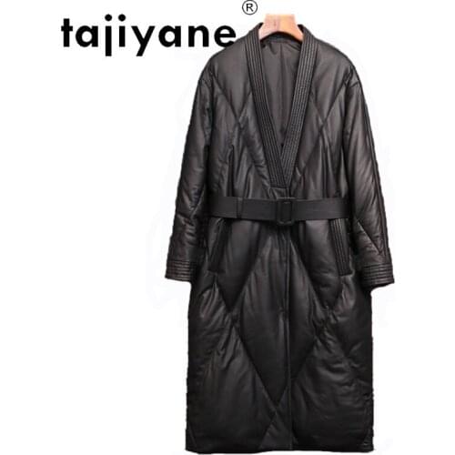 Real Clothes Leather for Women Ladies White Duck Down Coats Long Jacket Woman Female Sheepskin Parkas Ropa Mujer TN1343