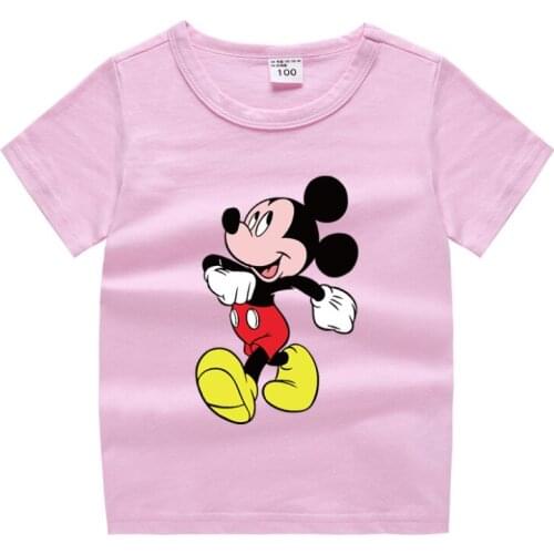 Summer Baby Boys Short Sleeve T-Shirts Baby Girls Clothing Cotton Tops Tees Cartoon Mickey Mouse Print Kids Girls Clothes 2-12T