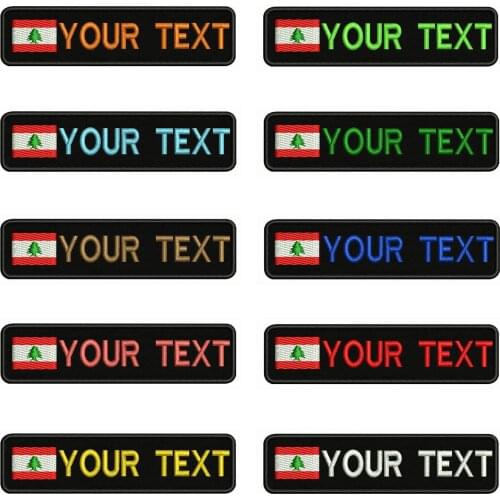 Lebanese flag Lebanon 10X2.5cm Embroidery Custom Name Text Patch Stripes badge Iron On Or Velcro Backing Patches For Clothes
