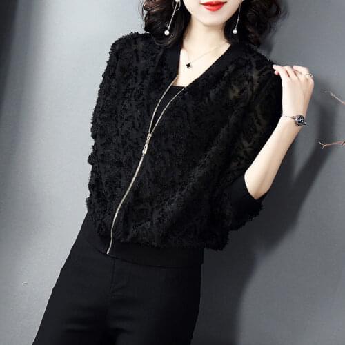 Fashion jacket women autumn and spring 2020 new casual long-sleeved tops thin sunscreen cardigan zipper