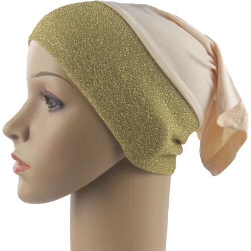 Muslim Women Girls Underscarf Cap Inner Hijab Hats Islamic Hejab Cotton Stitching Shimmer Material Soft Stretch Wholesale